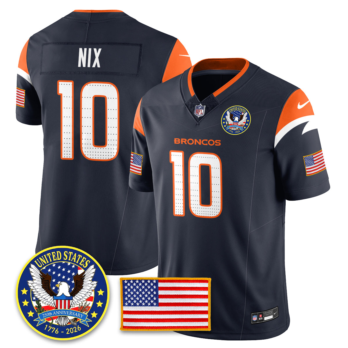 DEN "United States 250th Anniversary Patch" Vapor Limited Jersey - All Stitched-DTD