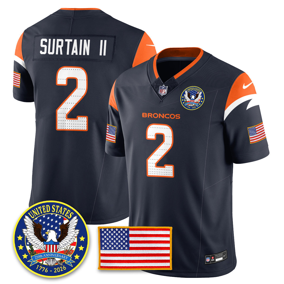 DEN "United States 250th Anniversary Patch" Vapor Limited Jersey - All Stitched-DTD