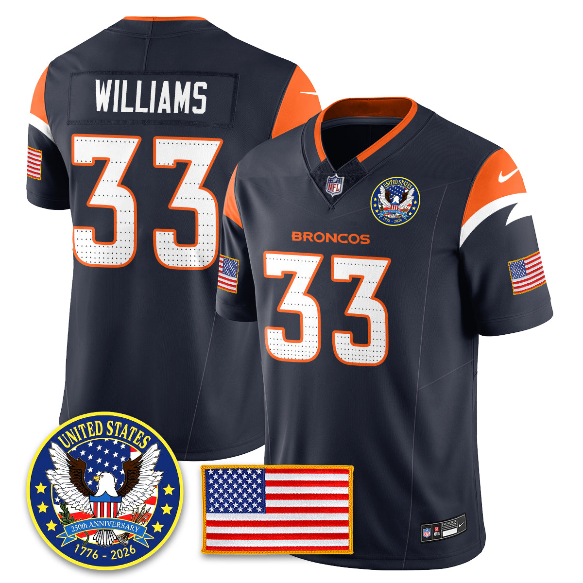 DEN "United States 250th Anniversary Patch" Vapor Limited Jersey - All Stitched-DTD