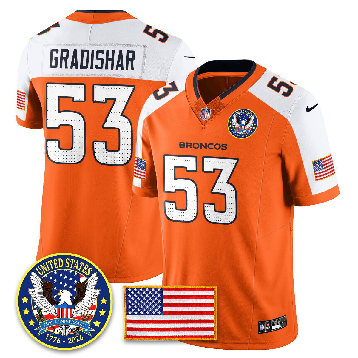 DEN "United States 250th Anniversary Patch" Vapor Limited Jersey - All Stitched-DTD