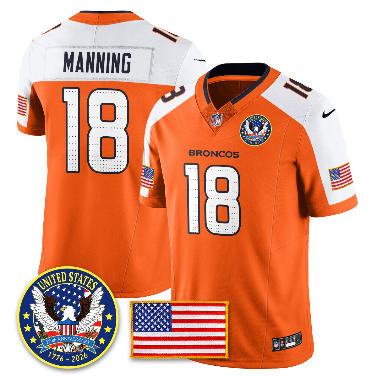 DEN "United States 250th Anniversary Patch" Vapor Limited Jersey - All Stitched-DTD