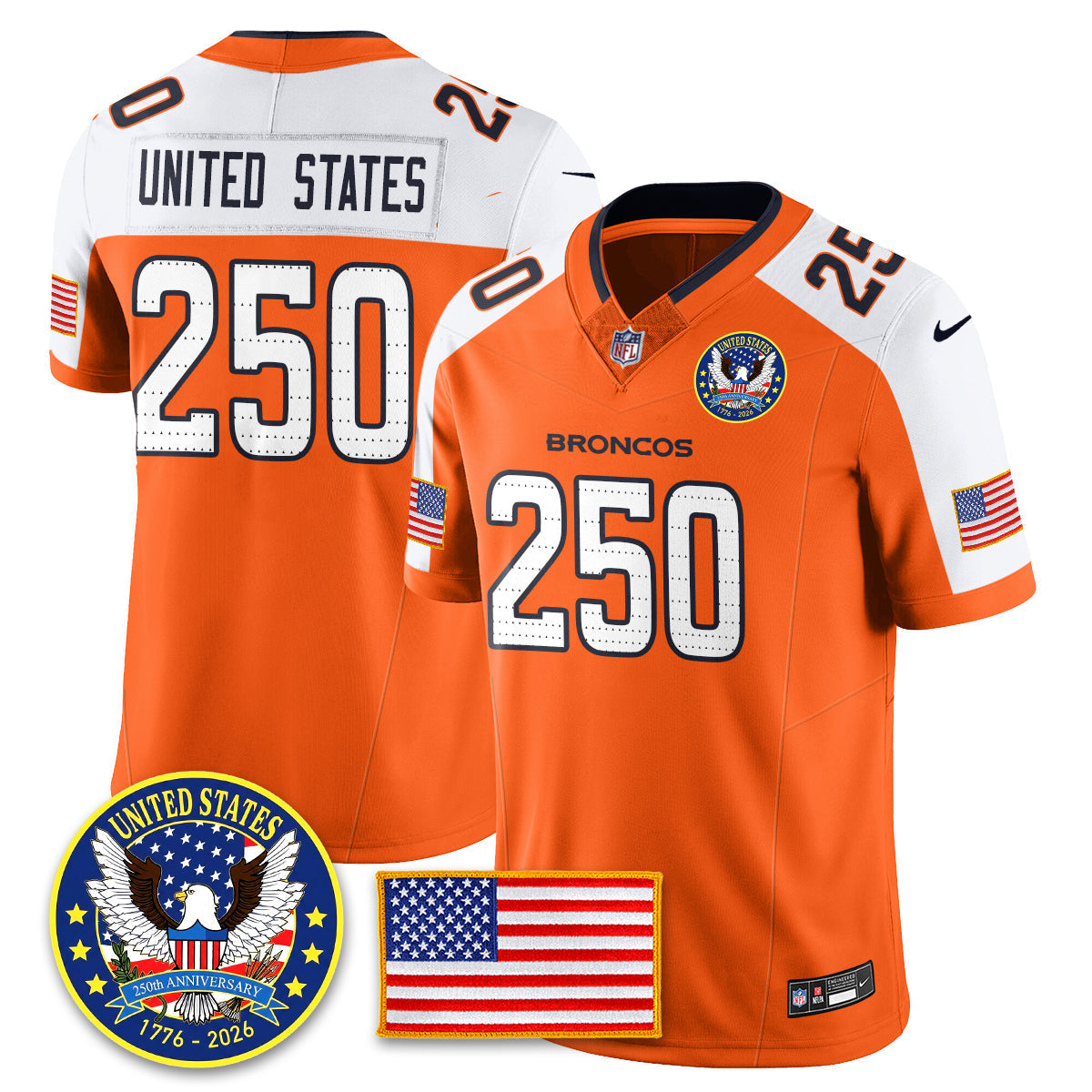 DEN "United States 250th Anniversary Patch" Vapor Limited Jersey - All Stitched-DTD