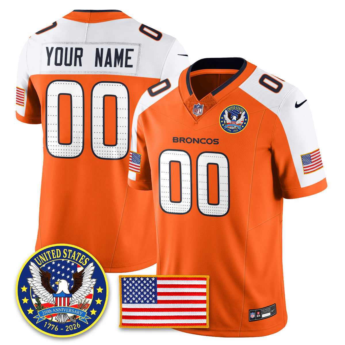 DEN "United States 250th Anniversary Patch" Vapor Limited Jersey - All Stitched-DTD
