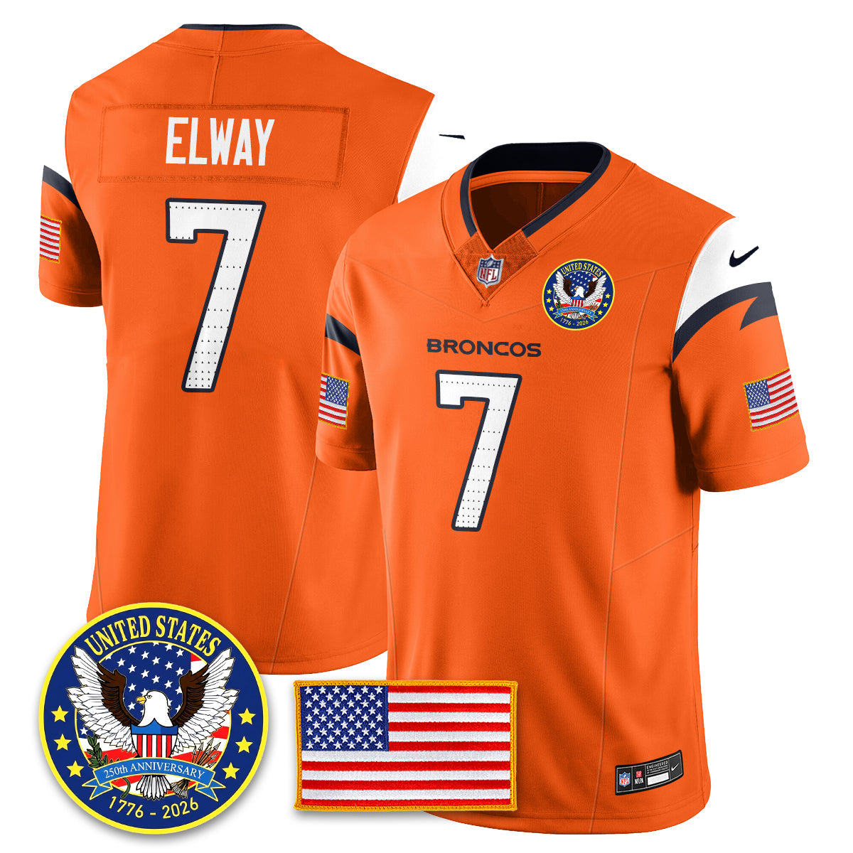DEN "United States 250th Anniversary Patch" Vapor Limited Jersey - All Stitched-DTD
