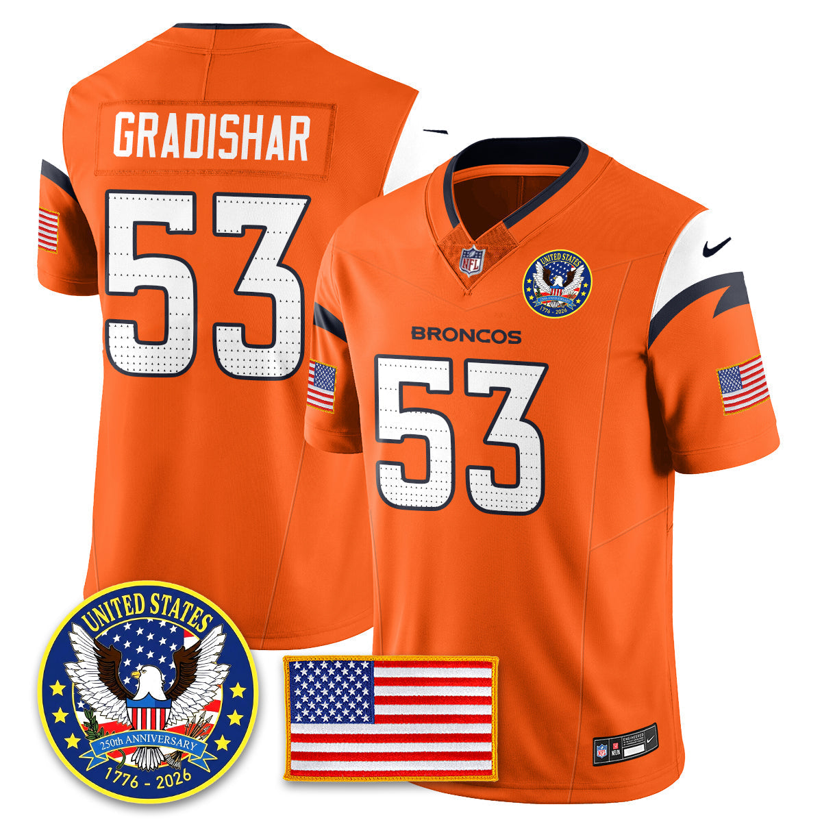 DEN "United States 250th Anniversary Patch" Vapor Limited Jersey - All Stitched-DTD