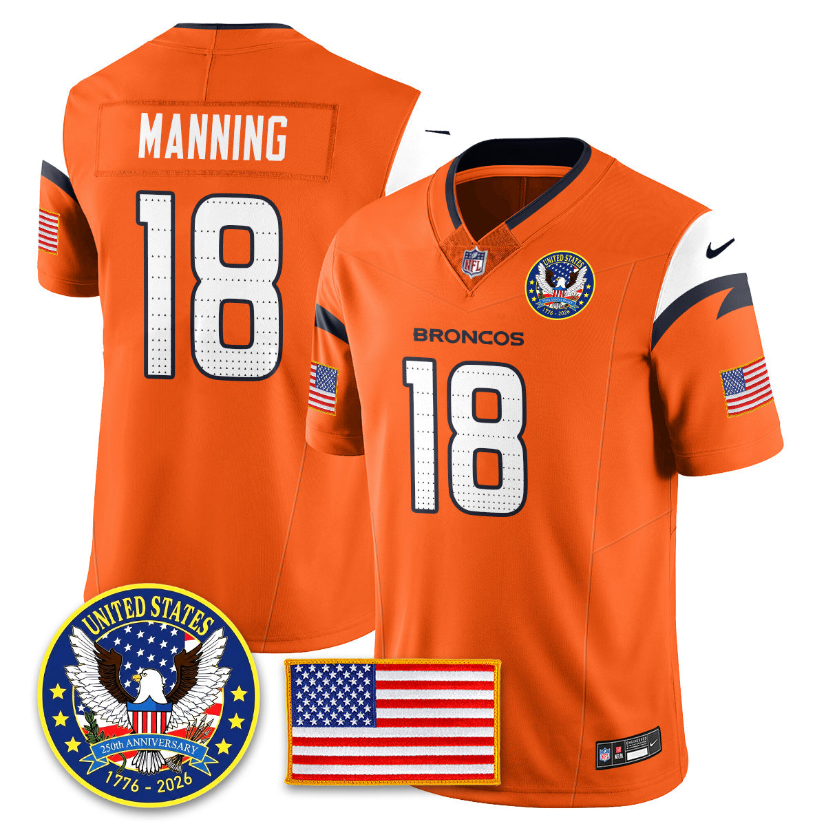 DEN "United States 250th Anniversary Patch" Vapor Limited Jersey - All Stitched-DTD