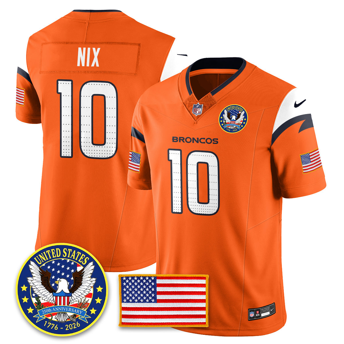 DEN "United States 250th Anniversary Patch" Vapor Limited Jersey - All Stitched-DTD