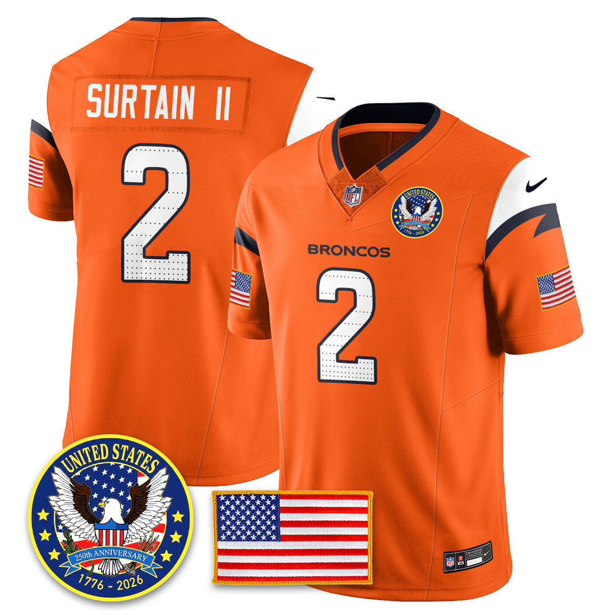DEN "United States 250th Anniversary Patch" Vapor Limited Jersey - All Stitched-DTD