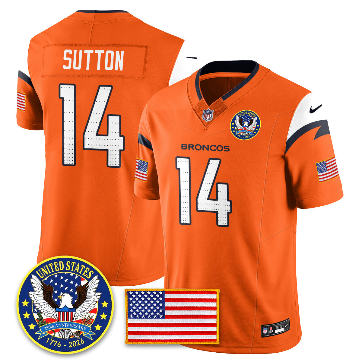 DEN "United States 250th Anniversary Patch" Vapor Limited Jersey - All Stitched-DTD