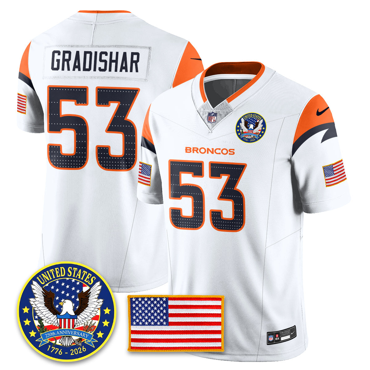 DEN "United States 250th Anniversary Patch" Vapor Limited Jersey - All Stitched-DTD