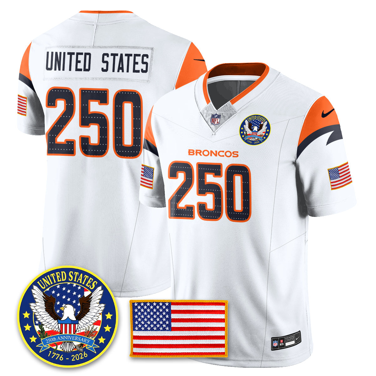 DEN "United States 250th Anniversary Patch" Vapor Limited Jersey - All Stitched-DTD