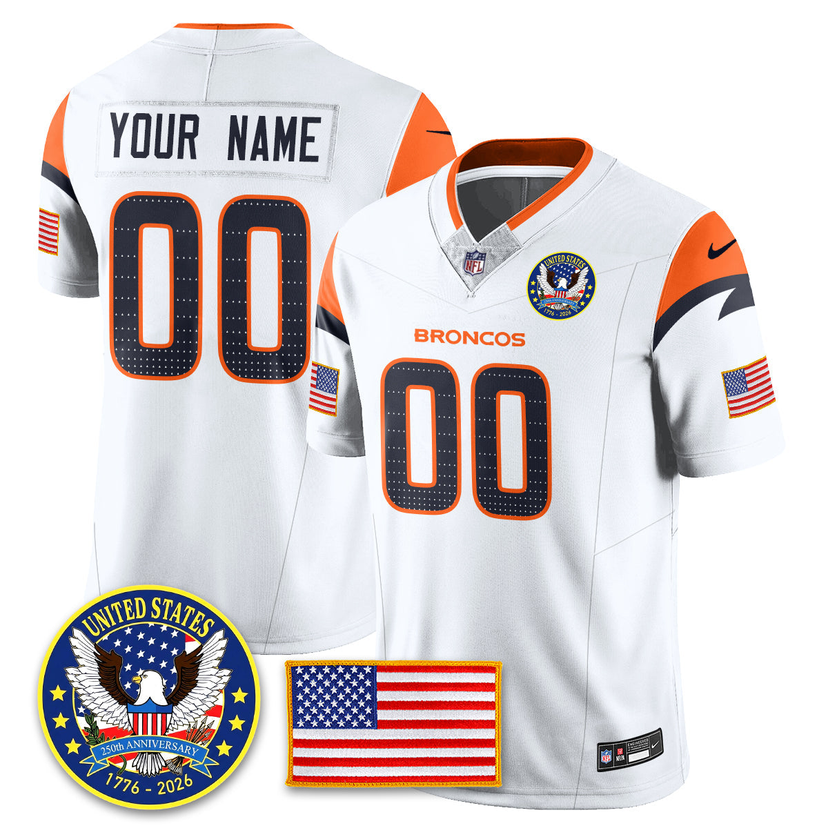 DEN "United States 250th Anniversary Patch" Vapor Limited Jersey - All Stitched-DTD