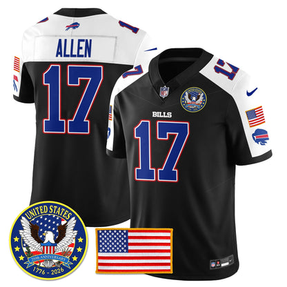 BUF "United States 250th Anniversary Patch" Vapor Limited Jersey - All Stitched-DTD