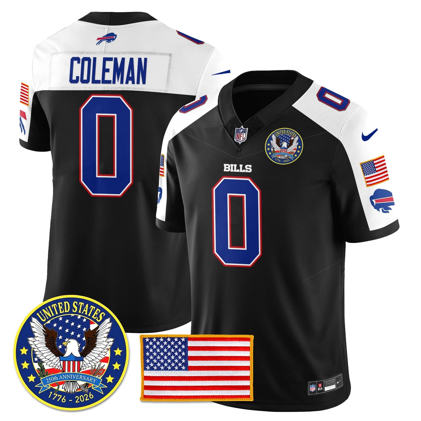 BUF "United States 250th Anniversary Patch" Vapor Limited Jersey - All Stitched-DTD