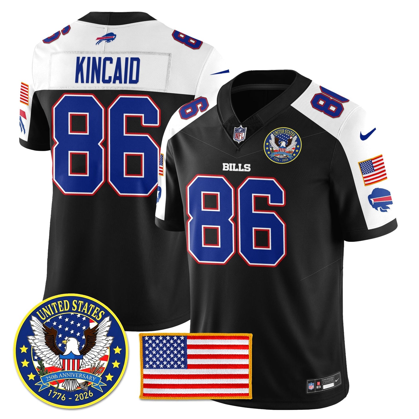 BUF "United States 250th Anniversary Patch" Vapor Limited Jersey - All Stitched-DTD
