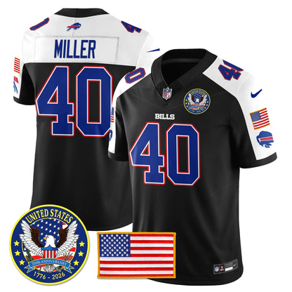 BUF "United States 250th Anniversary Patch" Vapor Limited Jersey - All Stitched-DTD