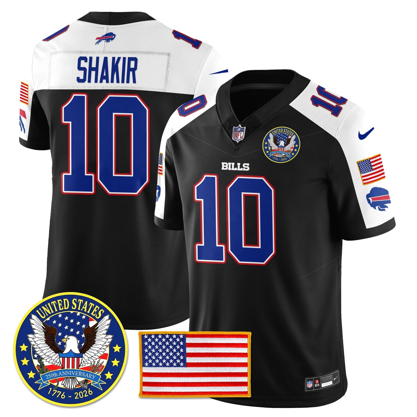 BUF "United States 250th Anniversary Patch" Vapor Limited Jersey - All Stitched-DTD