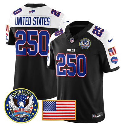 BUF "United States 250th Anniversary Patch" Vapor Limited Jersey - All Stitched-DTD