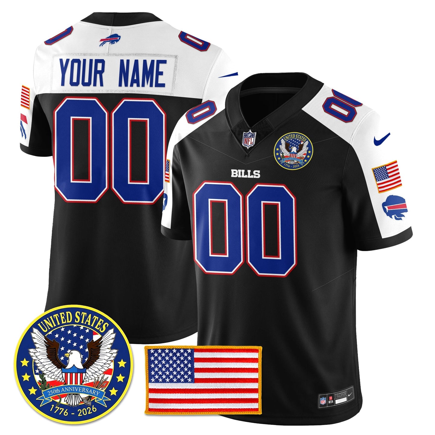 Custom BUF "United States 250th Anniversary Patch" Vapor Limited Jersey - All Stitched-DTD