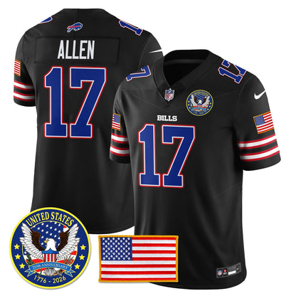 BUF "United States 250th Anniversary Patch" Vapor Limited Jersey - All Stitched-DTD