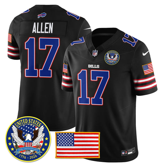 BUF "United States 250th Anniversary Patch" Vapor Limited Jersey - All Stitched-DTD