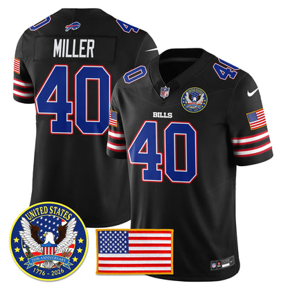 BUF "United States 250th Anniversary Patch" Vapor Limited Jersey - All Stitched-DTD