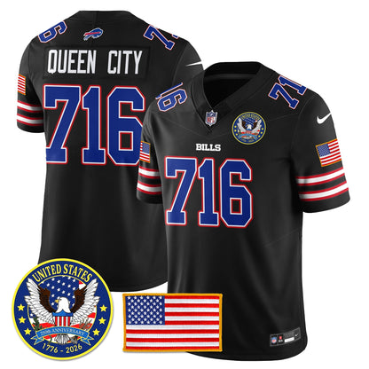 BUF "United States 250th Anniversary Patch" Vapor Limited Jersey - All Stitched-DTD