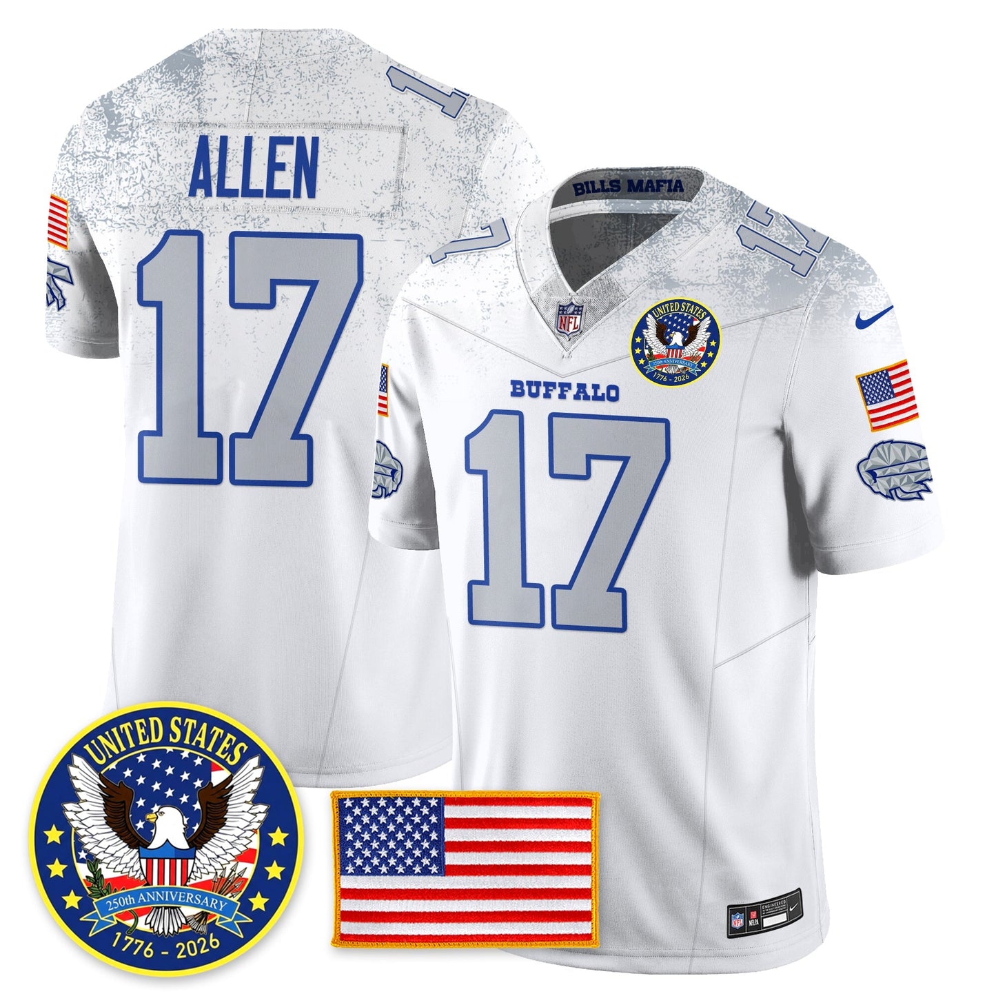BUF "United States 250th Anniversary Patch" Vapor Limited Jersey - All Stitched-DTD