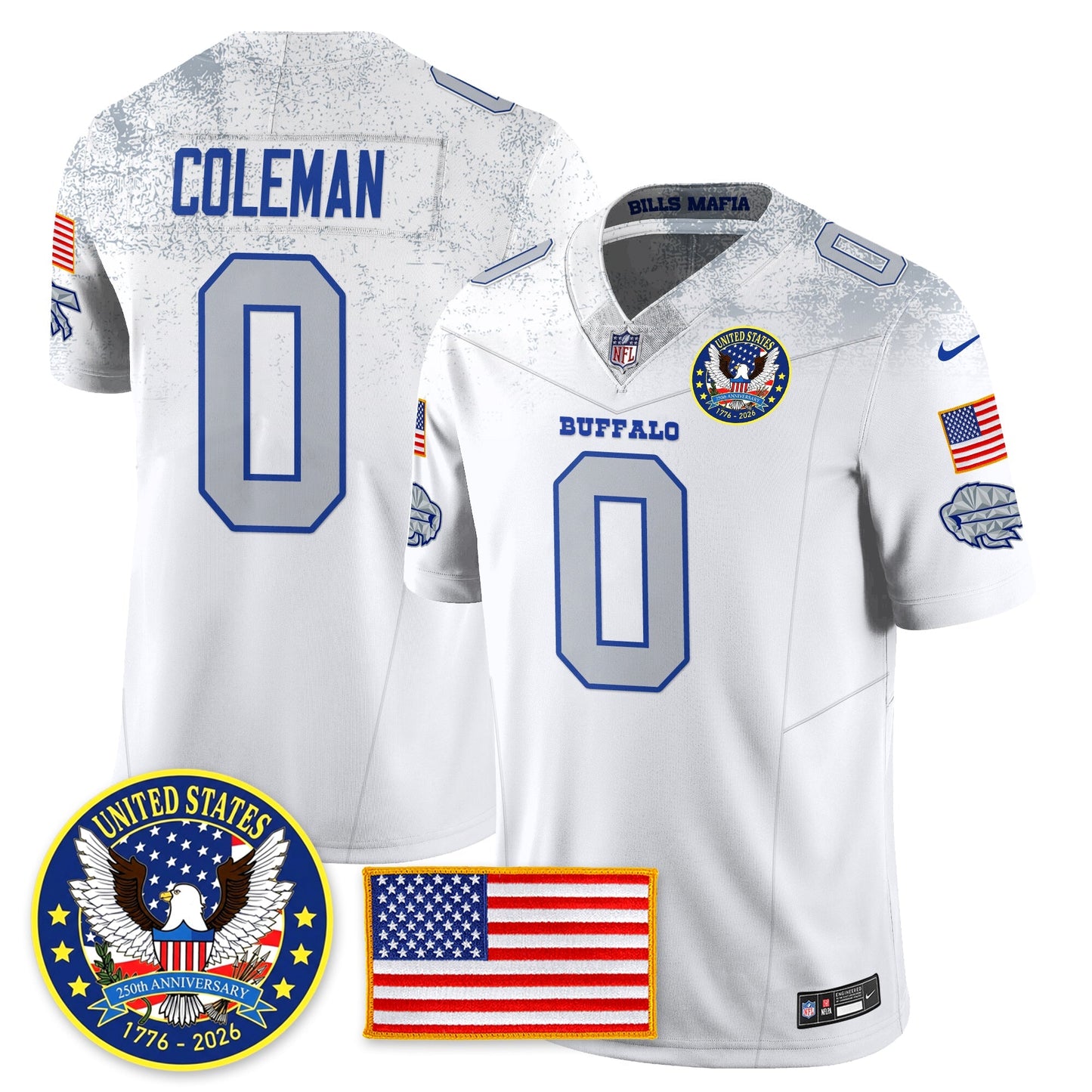 BUF "United States 250th Anniversary Patch" Vapor Limited Jersey - All Stitched-DTD