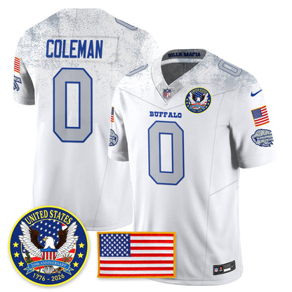 BUF "United States 250th Anniversary Patch" Vapor Limited Jersey - All Stitched-DTD
