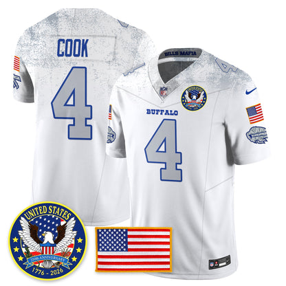 BUF "United States 250th Anniversary Patch" Vapor Limited Jersey - All Stitched-DTD