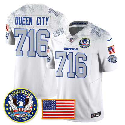 BUF "United States 250th Anniversary Patch" Vapor Limited Jersey - All Stitched-DTD