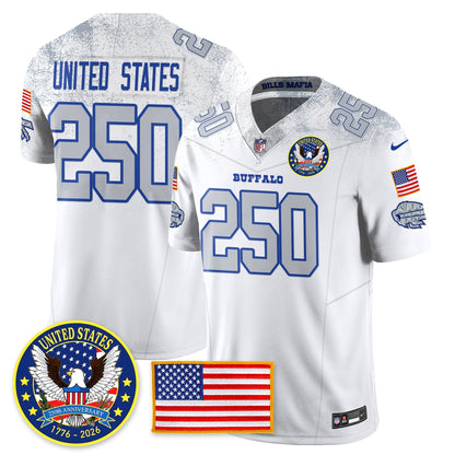 BUF "United States 250th Anniversary Patch" Vapor Limited Jersey - All Stitched-DTD