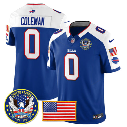 BUF "United States 250th Anniversary Patch" Vapor Limited Jersey - All Stitched-DTD
