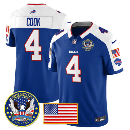 BUF "United States 250th Anniversary Patch" Vapor Limited Jersey - All Stitched-DTD