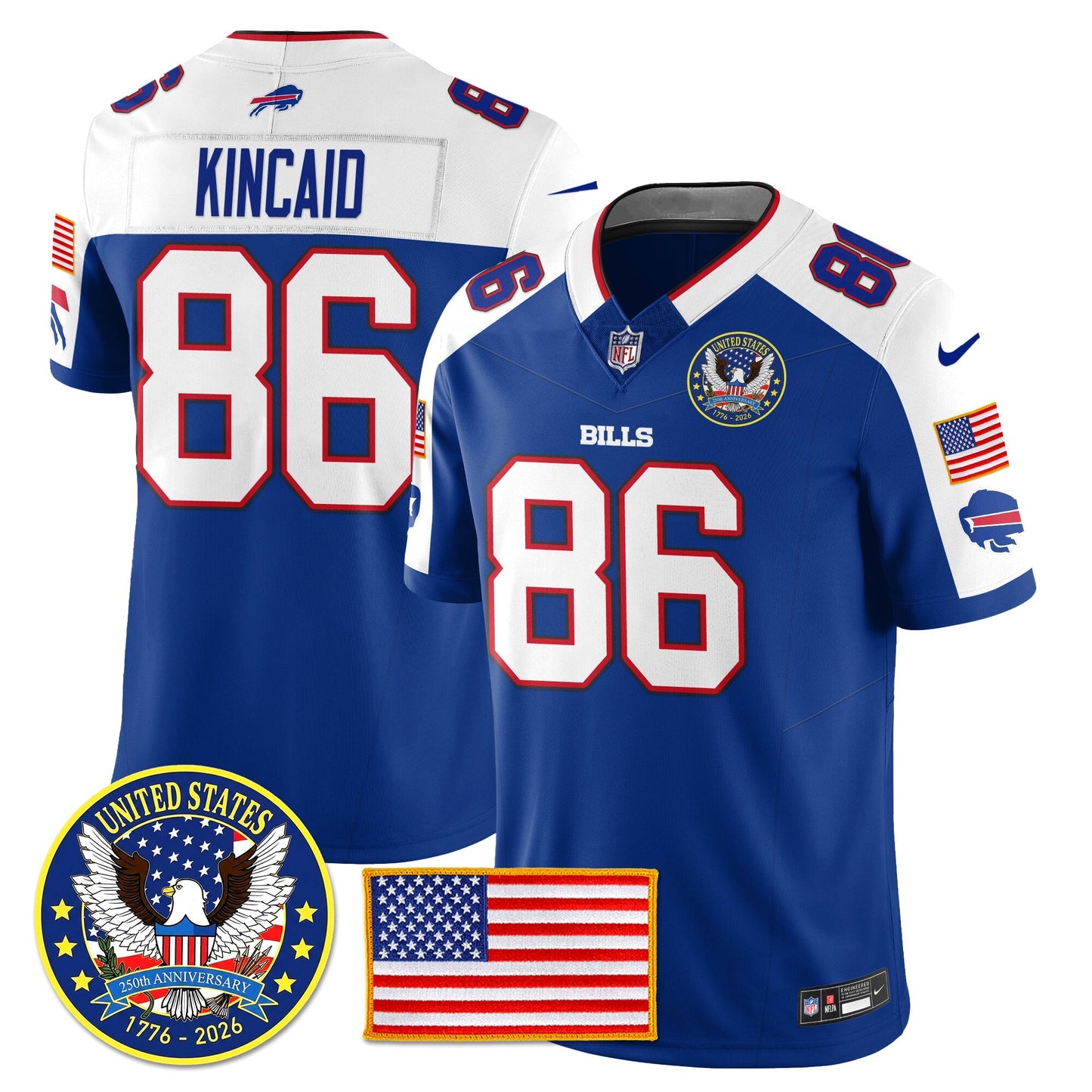 BUF "United States 250th Anniversary Patch" Vapor Limited Jersey - All Stitched-DTD