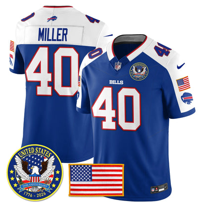 BUF "United States 250th Anniversary Patch" Vapor Limited Jersey - All Stitched-DTD