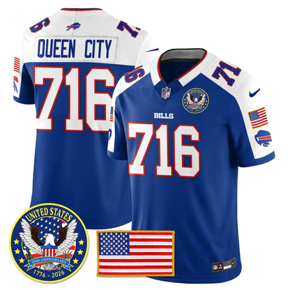 BUF "United States 250th Anniversary Patch" Vapor Limited Jersey - All Stitched-DTD