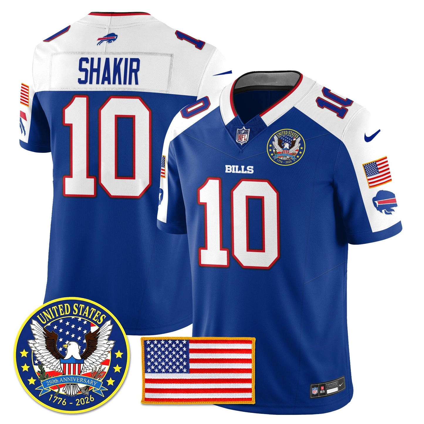 BUF "United States 250th Anniversary Patch" Vapor Limited Jersey - All Stitched-DTD