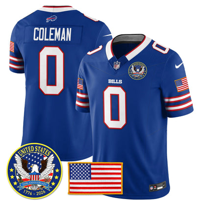 BUF "United States 250th Anniversary Patch" Vapor Limited Jersey - All Stitched-DTD