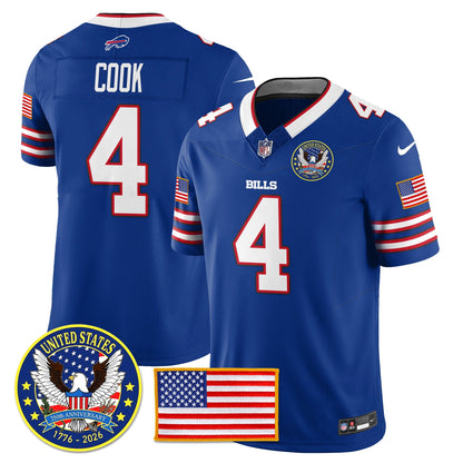 BUF "United States 250th Anniversary Patch" Vapor Limited Jersey - All Stitched-DTD