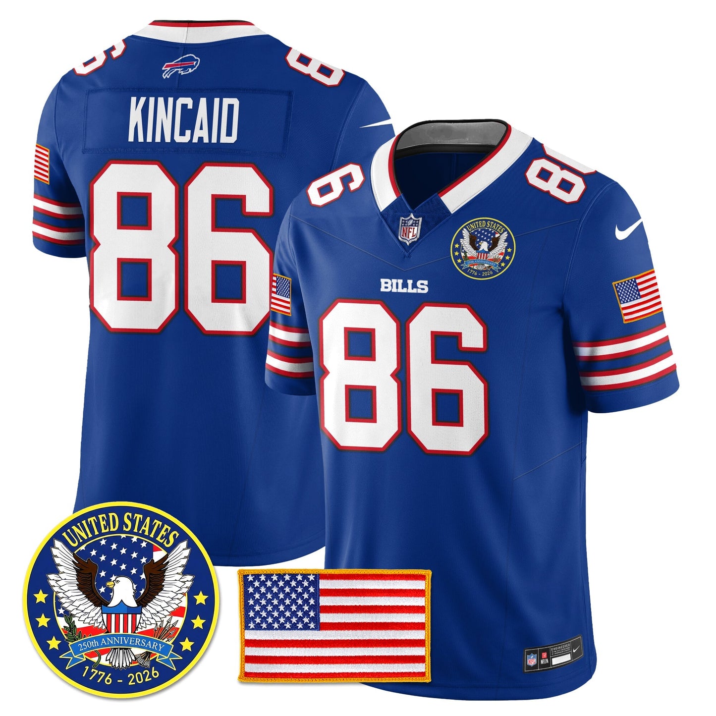 BUF "United States 250th Anniversary Patch" Vapor Limited Jersey - All Stitched-DTD