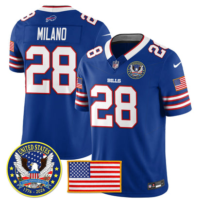 BUF "United States 250th Anniversary Patch" Vapor Limited Jersey - All Stitched-DTD