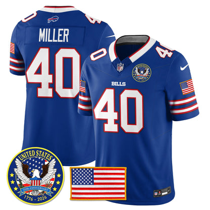 BUF "United States 250th Anniversary Patch" Vapor Limited Jersey - All Stitched-DTD