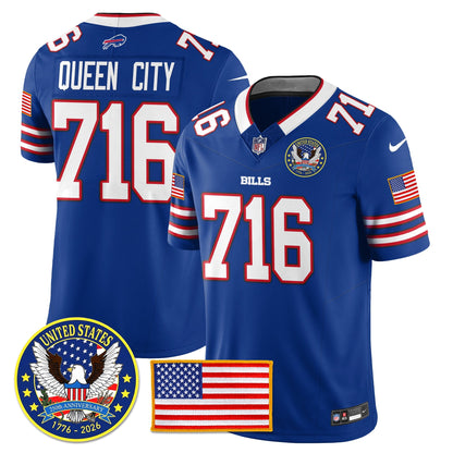 BUF "United States 250th Anniversary Patch" Vapor Limited Jersey - All Stitched-DTD