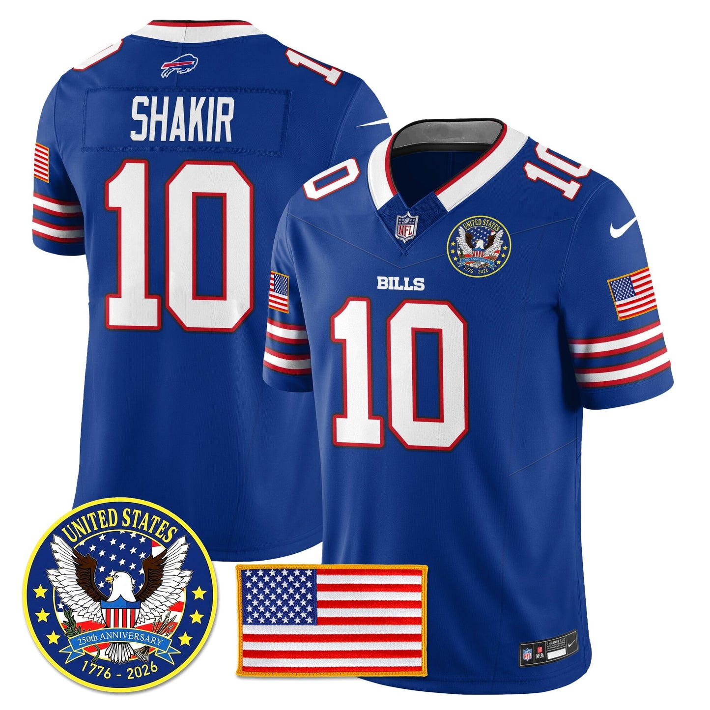 BUF "United States 250th Anniversary Patch" Vapor Limited Jersey - All Stitched-DTD