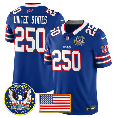 BUF "United States 250th Anniversary Patch" Vapor Limited Jersey - All Stitched-DTD