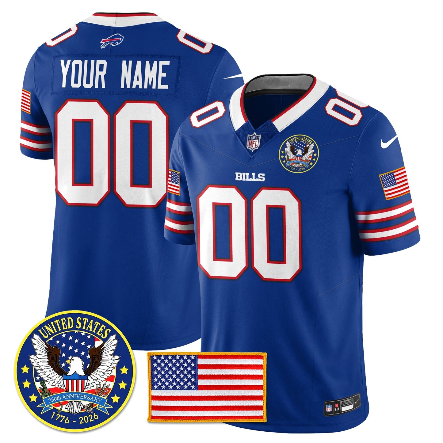 Custom BUF "United States 250th Anniversary Patch" Vapor Limited Jersey - All Stitched-DTD
