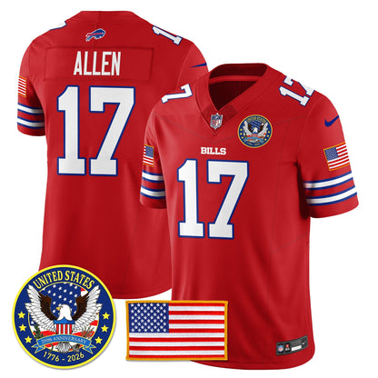 BUF "United States 250th Anniversary Patch" Vapor Limited Jersey - All Stitched-DTD