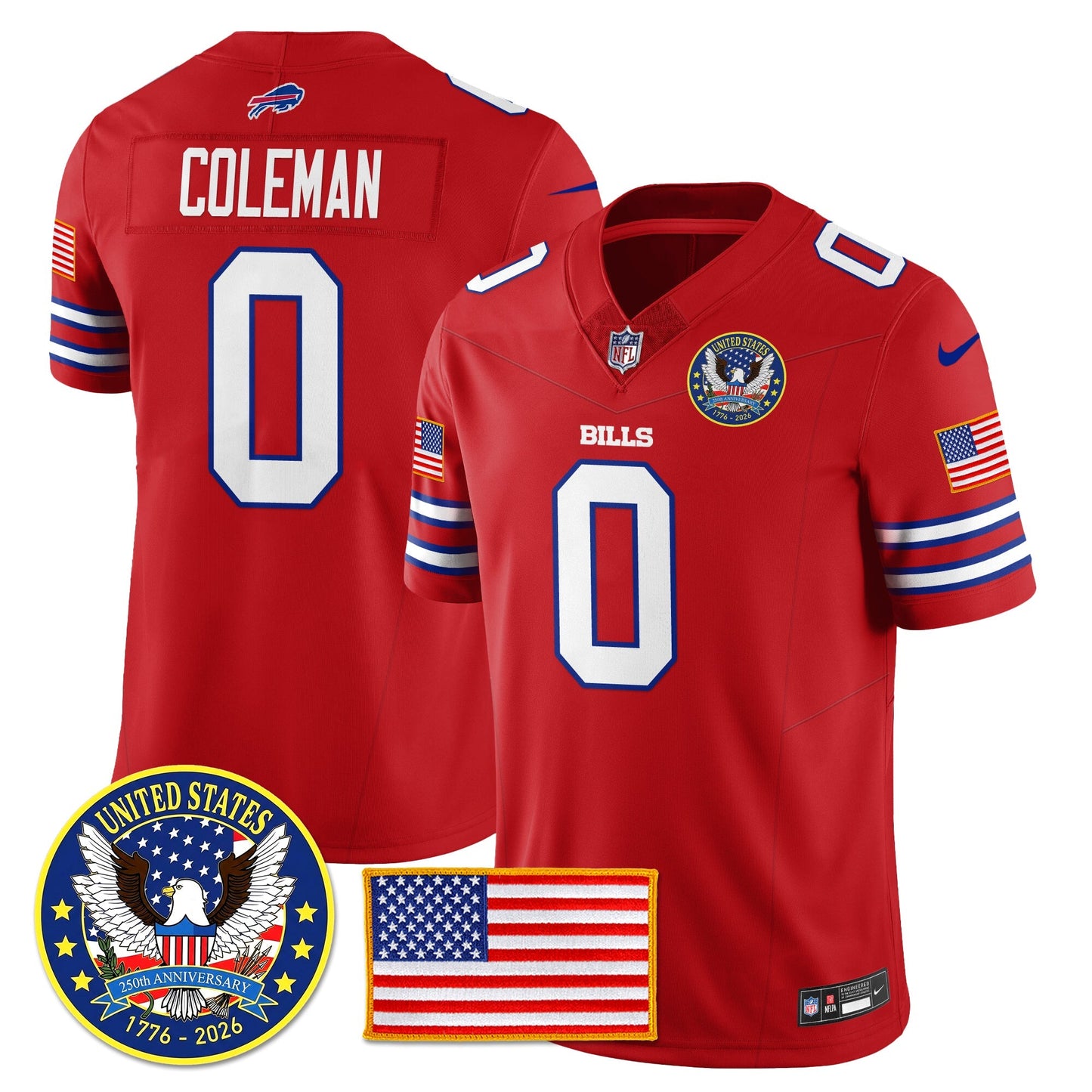 BUF "United States 250th Anniversary Patch" Vapor Limited Jersey - All Stitched-DTD